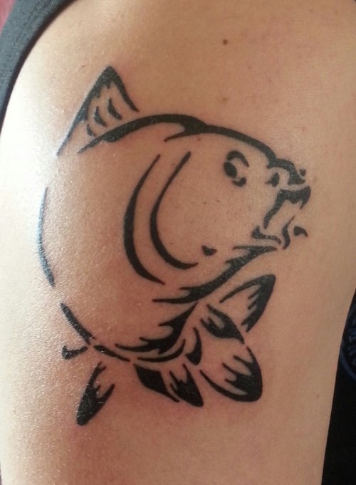 Outline Carp Fish Tattoo